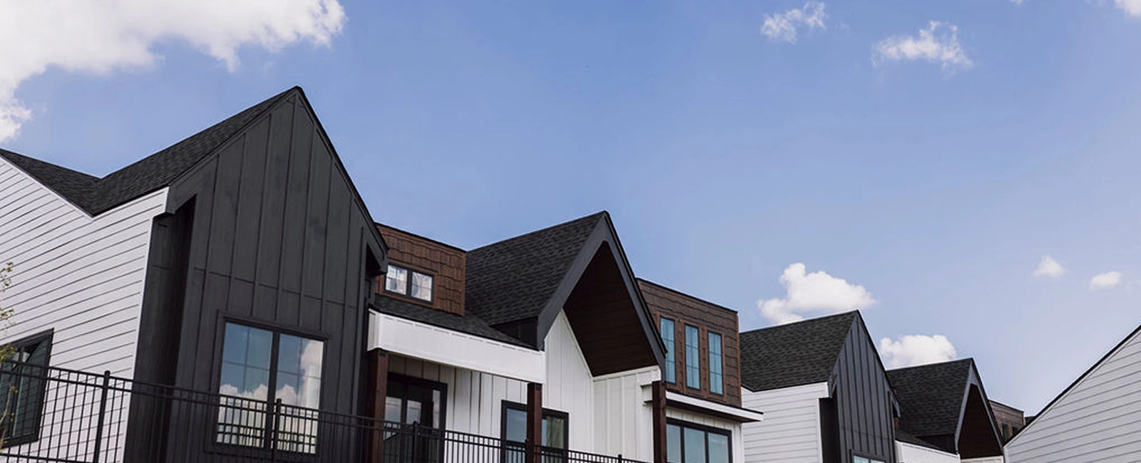 Modern black and white apartment exterior